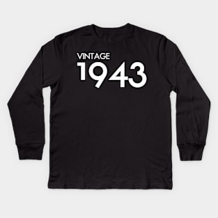 Vintage 1943 Gift 77th Birthday Party Kids Long Sleeve T-Shirt